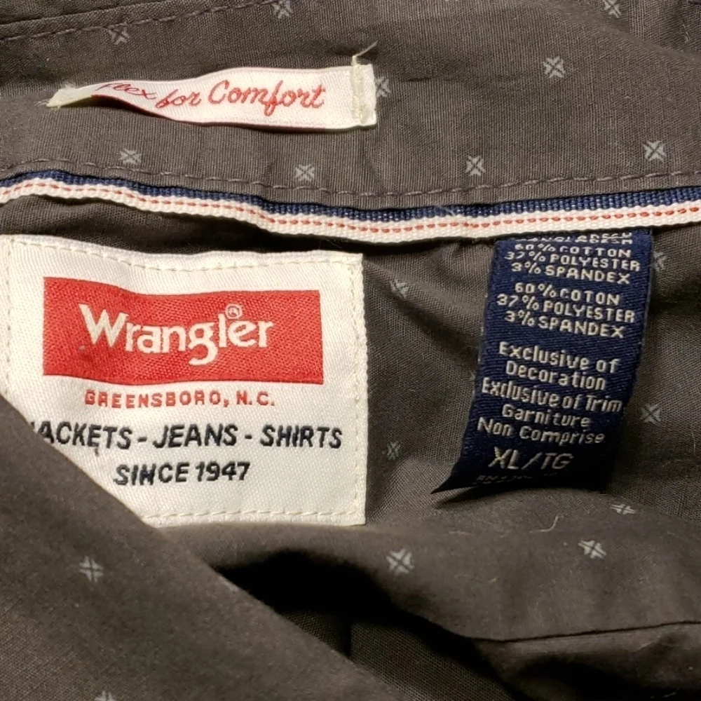 Wrangler ranch shirt grey long sleeve dotted white